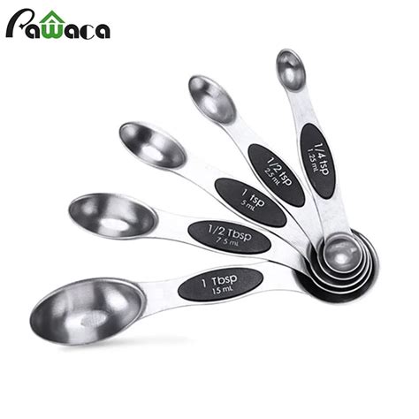 5pcs Double Sided Measuring Spoon Set Magnetic Stainless Steel