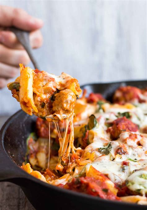 This is a unique and elegant sausage recipe. Pasta Skillet with Chicken Sausage, Cheese & Spinach Recipe | SimplyRecipes.com