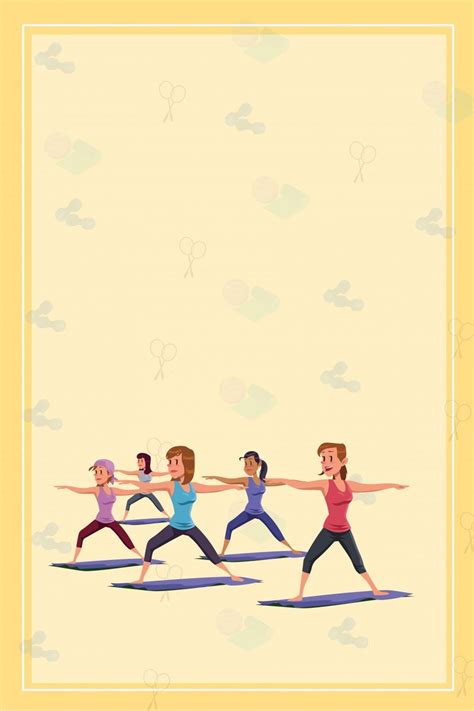 Yellow National Fitness Propaganda Poster Background Material Yoga