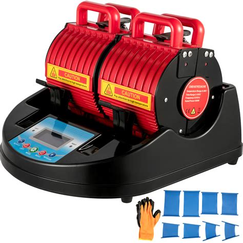 VEVOR Mug Press, 4-in-1 1200W Cup Heat Press Machine 2 Stations, Red