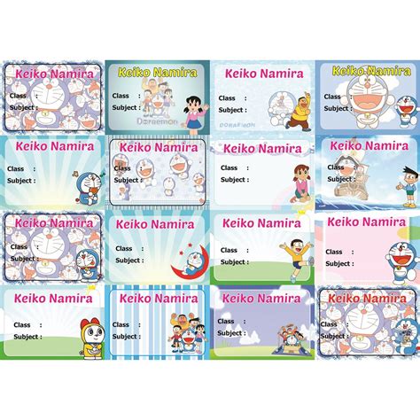 Jual Doraemon Label Stiker Buku Nama Kelas Mapel Custom Indonesia
