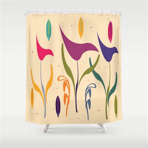 Bright Tropical Vibe Floral Shower Curtain By Lucy Technotext Nl