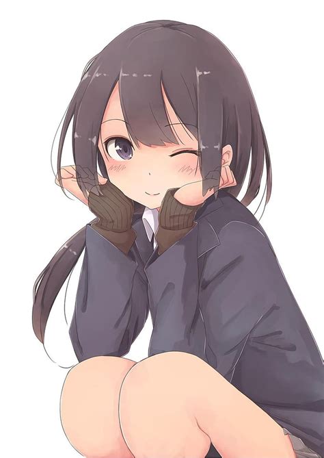 anime girl squatting