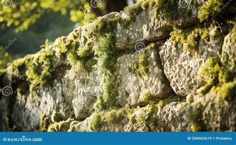 Lichen Covered Ancient Stone Wall Stock Illustration - Illustration of