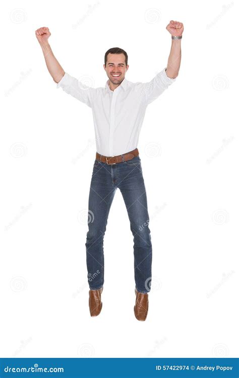 Portrait Of Man With Arm Raised Stock Photo Image 57422974