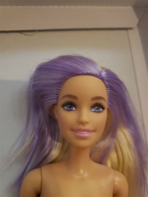 New Nude Barbie 2022 Fashionistas Doll 190 Blonde And Purple Hair Nude Doll Only Ebay