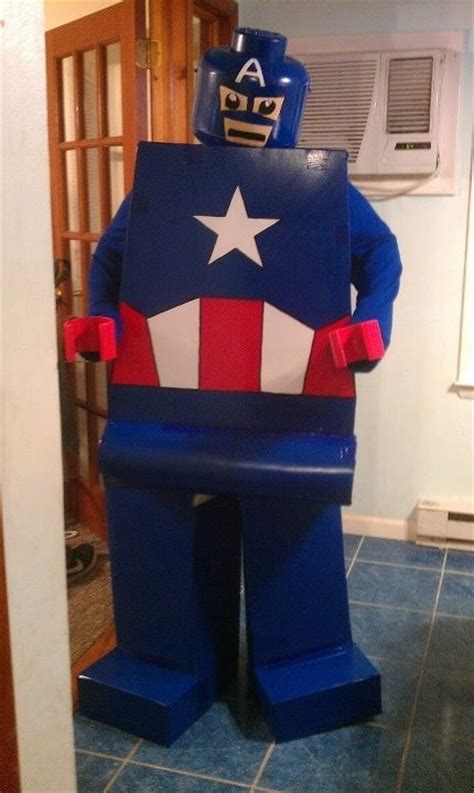 Bringing together young and old veterans, and the families who know the struggle of war, his red, white, and blue costume is more than fabric and molded leather. Homemade Costume Captain America LEGO guy | Homemade costume, Lego man, Halloween decorations