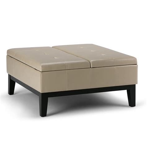 With its enchanting creamy white upholstery, this elegant construction can be an ottoman, as well as a coffee table. Faux Leather Coffee Table Storage Ottoman in Cream - AXCOT ...