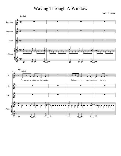 Waving Through A Window sheet music for Piano, Voice download free in