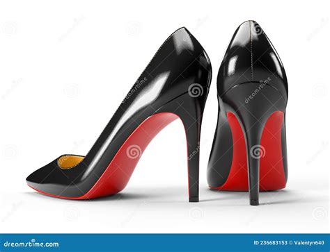 Black Women S Shoes With Red Soles 3d Rendering Illustration Stock