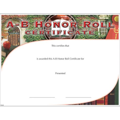 A B Honor Roll Certificate Jones School Supply