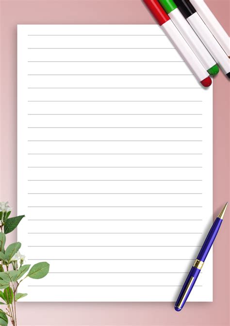 Printable Lined Notebook Page Free Template
