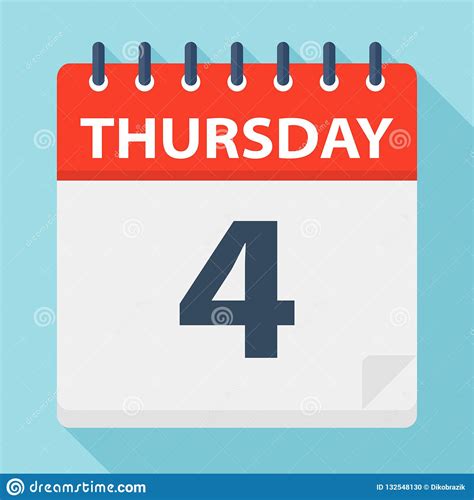 Thursday 4 Calendar Icon Vector Illustration Of Week