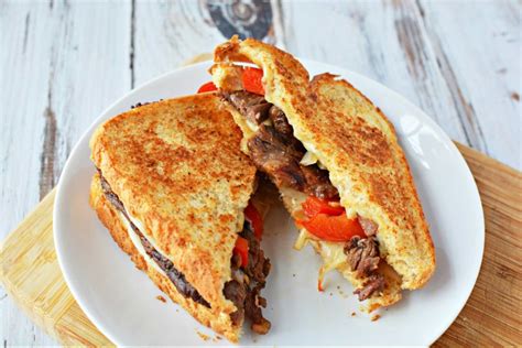 Philly Cheesesteak Grilled Cheese With Cooked Flank Steak