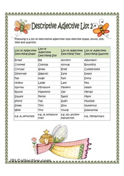 Descriptive Adjectives Worksheet Grade 2 Adjectiveworksheets Net