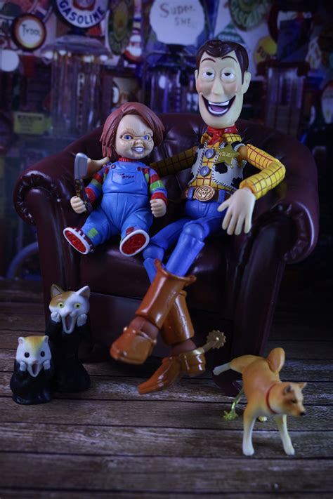 Woody And Chucky Toy Figurines With Dog And Cat