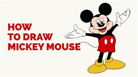 Step By Step Cartoon Mickey Mouse Drawing Easy Rectangle Circle
