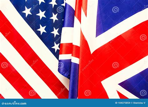 Uk Flag And Usa Flag Relations Between Countries Stock Photo Image