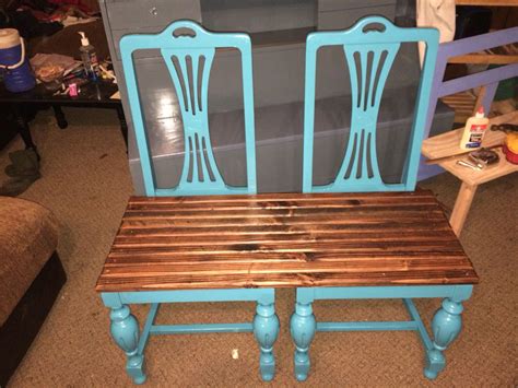 Totally Adorable Bench Made From Two Chairs And Reclaimed Wood Chair