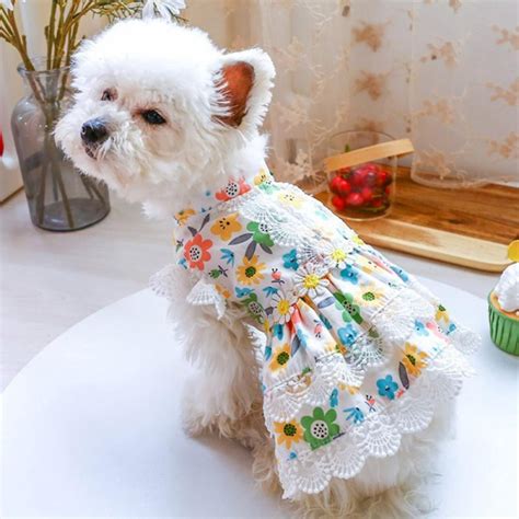 Taykoo Dog Dress Cute Floral Lace For Small Dogs Girl Summer Pet