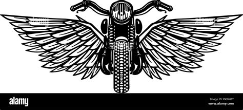 Hand Drawn Motorcycle Illustration With Wings Design Element For Logo