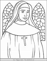 Coloring Nun Sister Religious Catholic Thecatholickid Catherine Siena St Kid sketch template