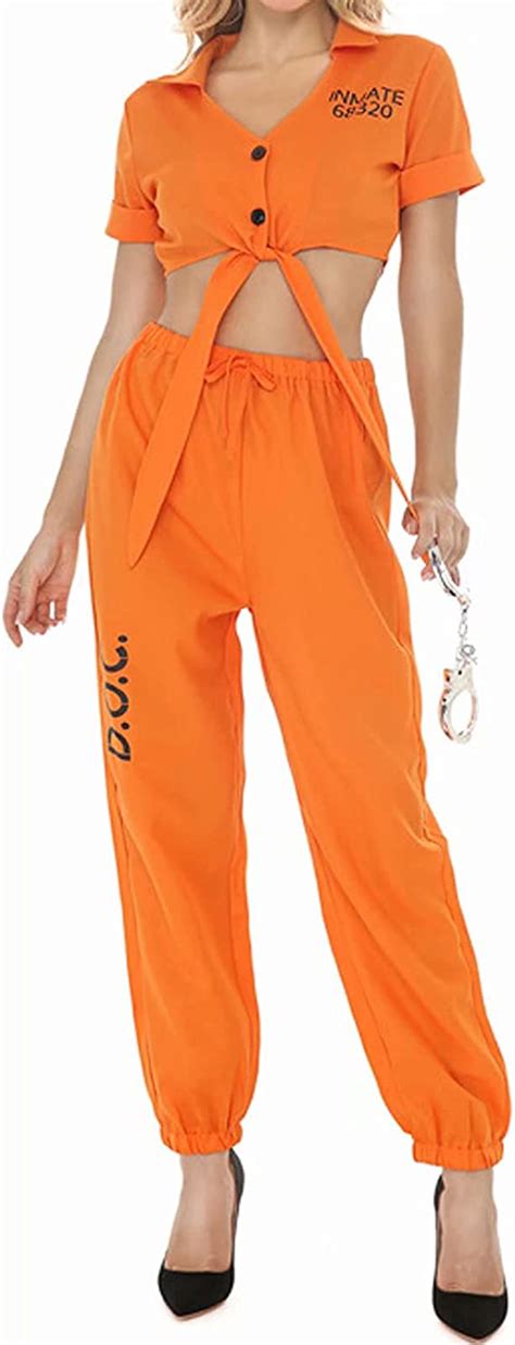 Intimate Inmate Orange Prisoner Halloween Costume For Women Jailbird