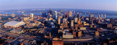 Aerial View Of Detroit Skyline Wayne Photograph By Panoramic Images