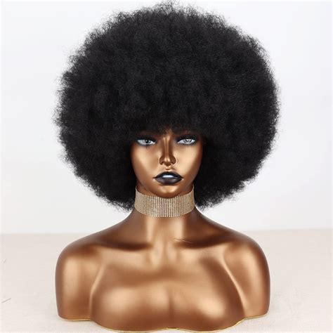 Buy Xinran Short 70s Afro Wigs For Black Women Large Synthetic Black Short Afro Wig 70 S 8