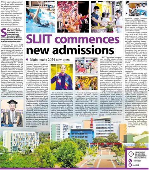 daily news the future awaits you sliit welcomes applicants for the main intake apply today