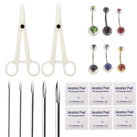 Sotica 34pcs Piercing Kit 12g 14g 16g 18g 20g Stainless Steel Piercing Needle Kit