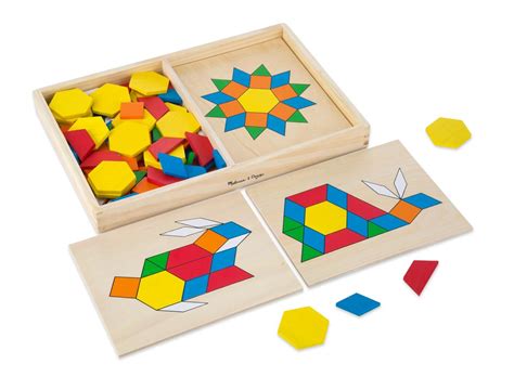 Melissa And Doug Pattern Blocks And Boards Wooden Classic Toy With 120