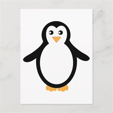 Black And White Cartoon Penguin Postcard Black And White