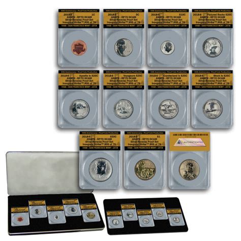 2018 S Us Mint Silver Reverse Proof 10 Coin Set Anacs Rp70 American