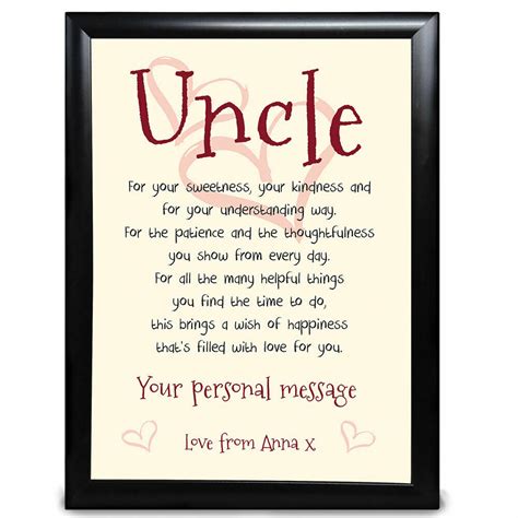 Personalised Uncle Poem With Names Ts Birthday