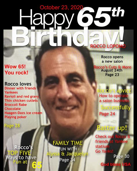 Customized Magazine Cover 65th Birthday Magazine Cover Etsy