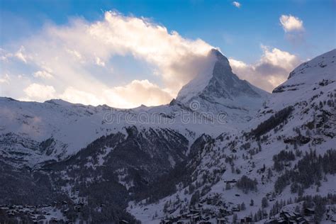 Aerial View On Zermatt Valley And Matterhorn Peak Stock Photo Image