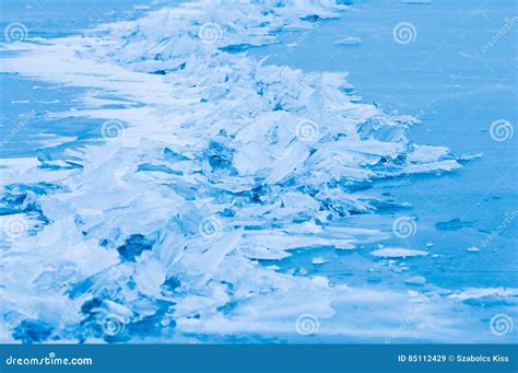 Winter Scene With Frozen Ice Pack Ice Float And Other Formations Stock