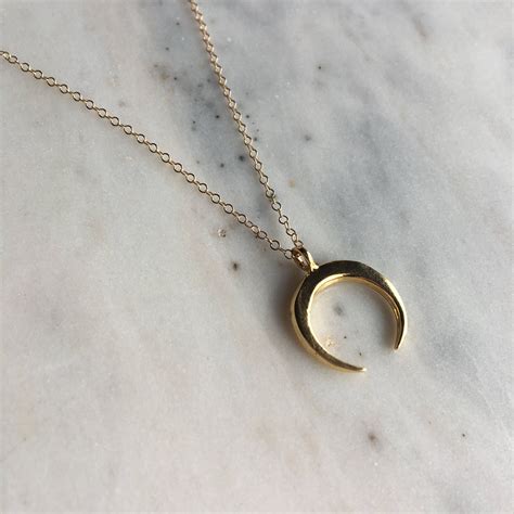 Luna Moon Necklace Gold Filled Half Moon Necklace Pretty Etsy Moon