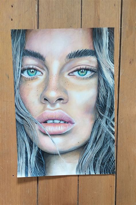 Pencil Portrait With Coloured Pencils Reference Photo By