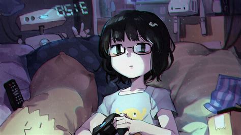 anime girl with glasses and black hair meme