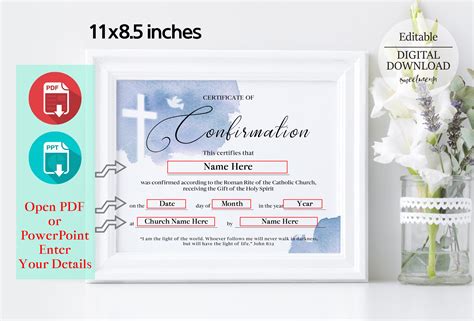 Confirmation Certificate Template Editable Printable Confirmation
