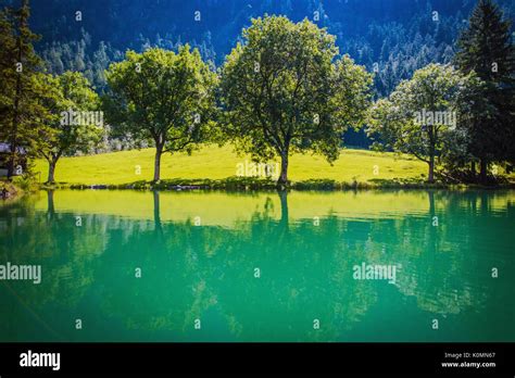 Scenic Turquoise Lake Place In Austrian Tyrol Region Stock Photo Alamy