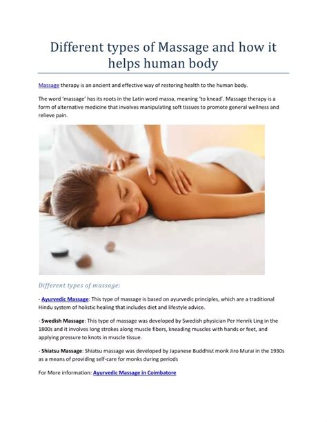 Ppt Different Types Of Massage And How It Helps Human Body