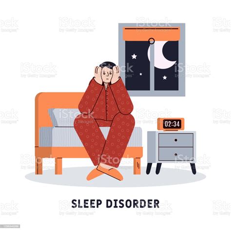 Sleep Disorder Concept With Insomniac Man Cartoon Vector Illustration
