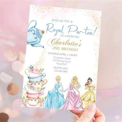 Editable Princess Tea Party Invitation Princess Birthday Etsy
