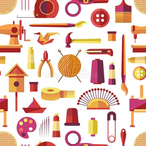 Craft Tools And Handmade Instruments Hobby Items Vector Stock Vector