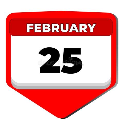 25 February Vector Icon Calendar Day 25 Date Of February Twenty Fifth