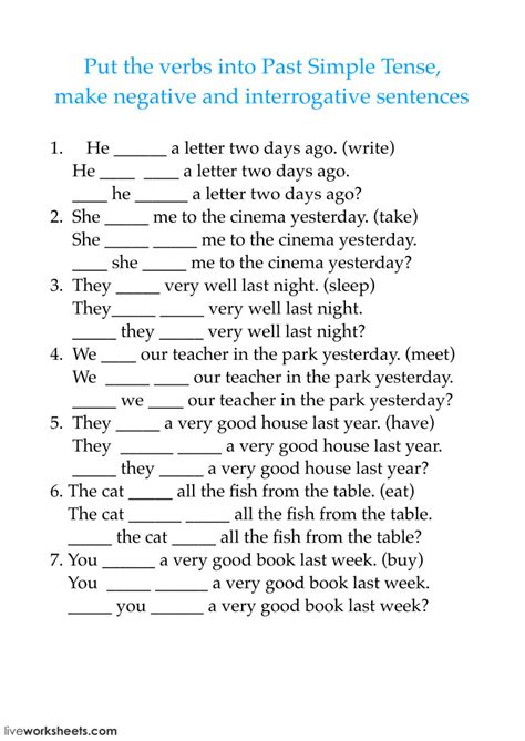 Past Simple Tense Past Simple Online Exercise
