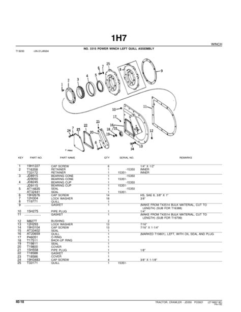 John Deere 350 Crawlers Parts Catalog Manual Pc921